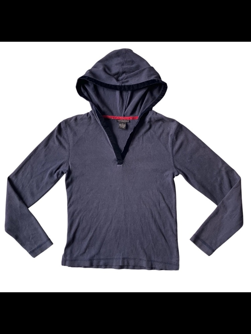 The Limited Top Size M Y2K Velour Trim Hooded V Neck L/S Lightweight 100% Cotton